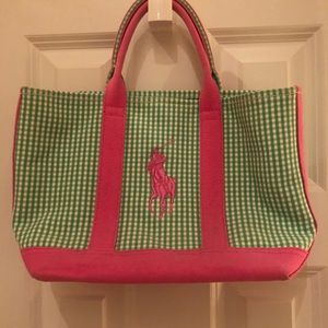 Ralph Lauren pink & green handbag great condition